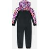 Mid-Season One-Piece Outerwear, Black With Pink And Orange Flowers - Jackets - 3