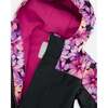 Mid-Season One-Piece Outerwear, Black With Pink And Orange Flowers - Jackets - 5