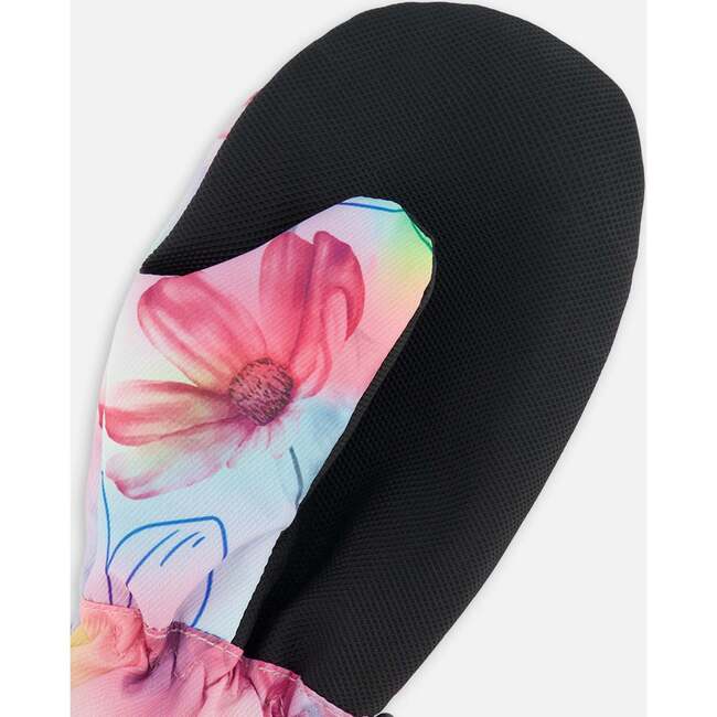 Mid-Season Mittens, Flowers On Multicolored Background - Gloves - 3