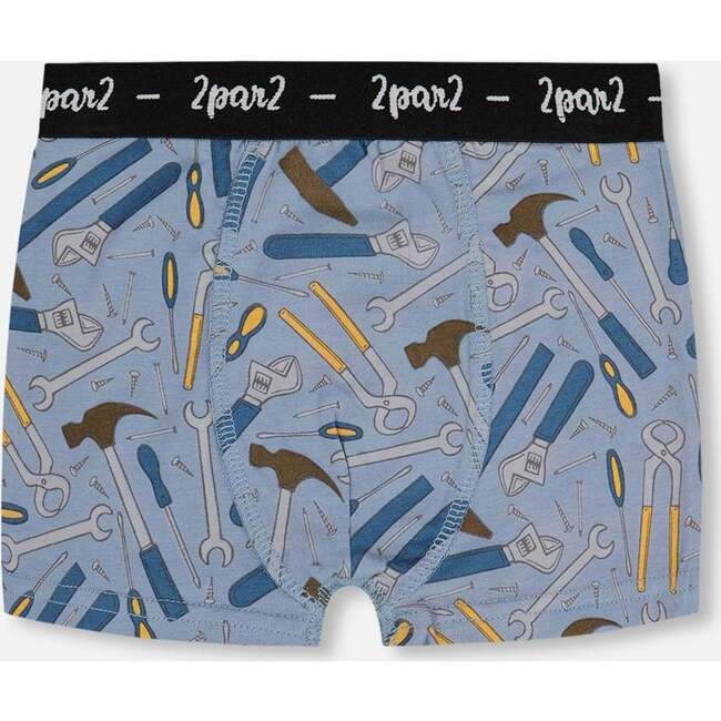 Organic Cotton Boxer Shorts, Tools On Bluish Gray Background