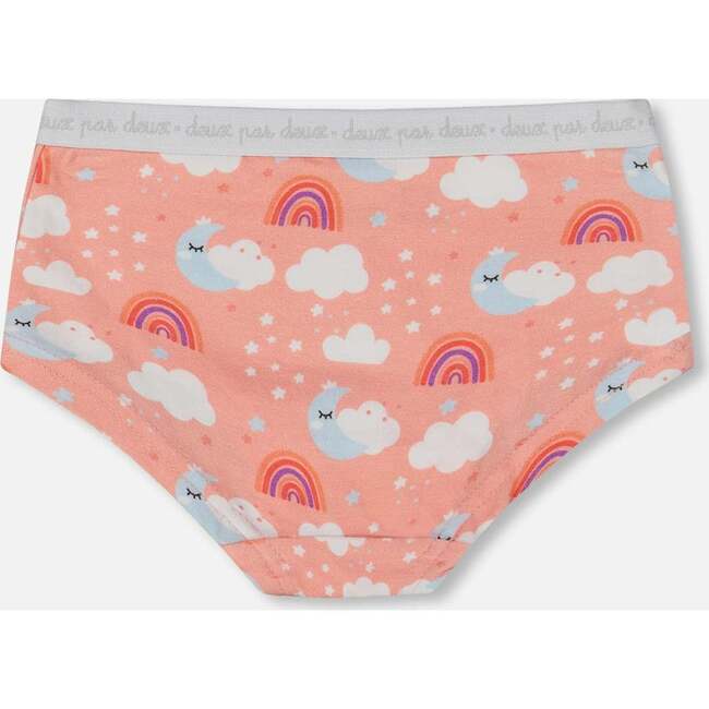 Organic Cotton Boyshort Panty, Rainbow On Light Coral - Underwear - 2