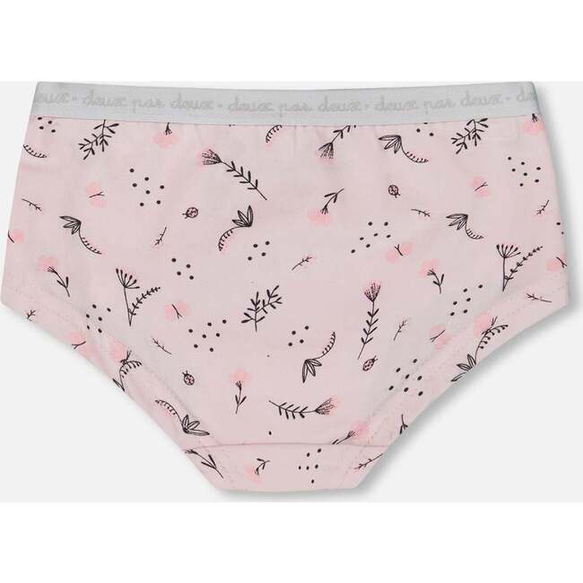 Organic Cotton Boyshort Panty, Small Pink Flowers On Pale Pink Background - Underwear - 2