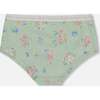 Organic Cotton Boyshort Panty, Small Pink And Blue Flowers On Light Sage - Underwear - 2