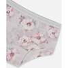 Organic Cotton Boyshort Panty, Pale Pink Flowers On Neutral Lilac - Underwear - 3