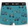 Organic Cotton Boxer Shorts, Teal With Yellow Truck - Underwear - 2