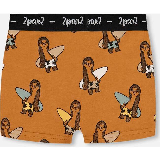 Organic Cotton Boxer Shorts, Sloths On Tan Background - Underwear - 2