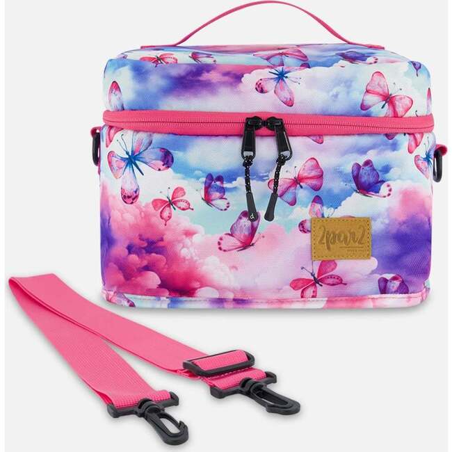 Lunch Box, Butterflies On Multicolored And Vibrant Pink Background