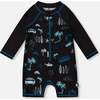 Long Sleeve Rashguard, Light Blue Beach On Black - One Pieces - 1 - thumbnail