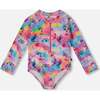 Long Sleeve Rashguard, Butterflies On Multicolored Background - One Pieces - 1 - thumbnail