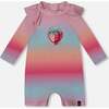Long Sleeve One-Piece Rashguard, Pink, Orange, And Turquoise - One Pieces - 1 - thumbnail