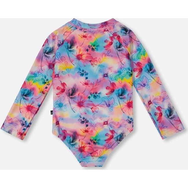 Long Sleeve Rashguard, Butterflies On Multicolored Background - One Pieces - 3
