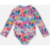 Long Sleeve Rashguard, Butterflies On Multicolored Background - One Pieces - 3