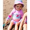 Long Sleeve One-Piece Rashguard, Pink, Orange, And Turquoise - One Pieces - 2