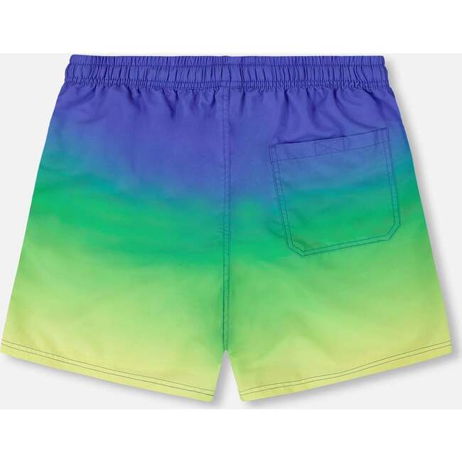 Men's Swim Trunks, Blue/Lime Gradient - Swim Trunks - 4