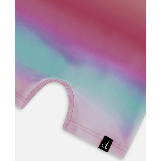 Long Sleeve One-Piece Rashguard, Pink, Orange, And Turquoise - One Pieces - 5