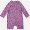 Long Sleeve One-Piece Rashguard, Old Mauve And Multicolored Butterflies - One Pieces - 3