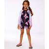 Long Sleeve One-Piece Rashguard, Black And Multicolored Butterflies - One Pieces - 3