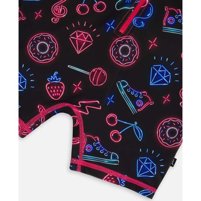 Long Sleeve One-Piece Rashguard, Black And Blue And Pink Items - One Pieces - 4