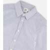 Long Sleeve Button Down Shirt, Navy Blue Stripes - T-Shirts - 4