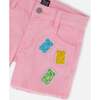 Jean Short With Embroidery, Pink And Multicolored Gummies - Shorts - 4