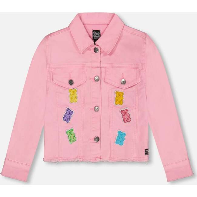 Jean Jacket With Embroidery, Pink And Multicolored Gummies