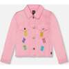 Jean Jacket With Embroidery, Pink And Multicolored Gummies - Jackets - 1 - thumbnail