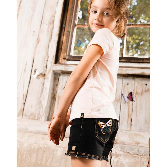 Jean Short With Embroidery, Black Jeans - Shorts - 2