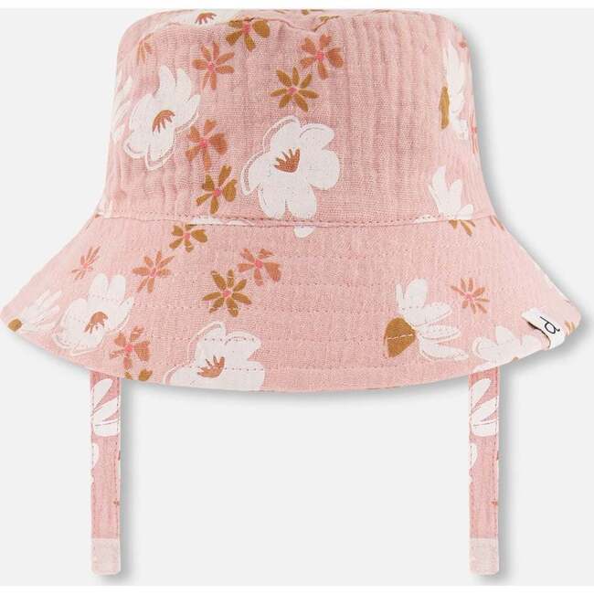 Muslin Bucket Hat, Pink And White Flowers