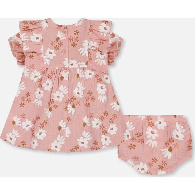 Muslin Dress And Bloomer Set, Pink And White Flowers - Dresses - 2