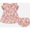 Muslin Dress And Bloomer Set, Pink And White Flowers - Dresses - 2