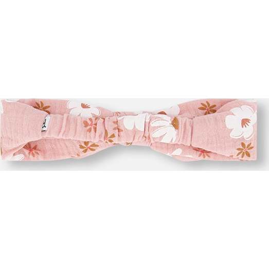 Muslin Headband, Pink And White Flowers - Bows - 3