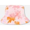 Muslin Bucket Hat, Pink And Coral Flowers - Hats - 3