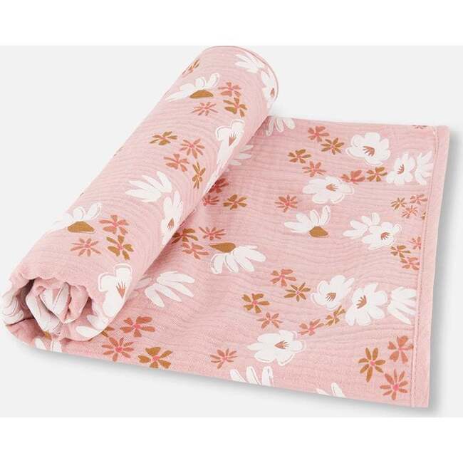 Muslin Blanket, Pink And White Flowers