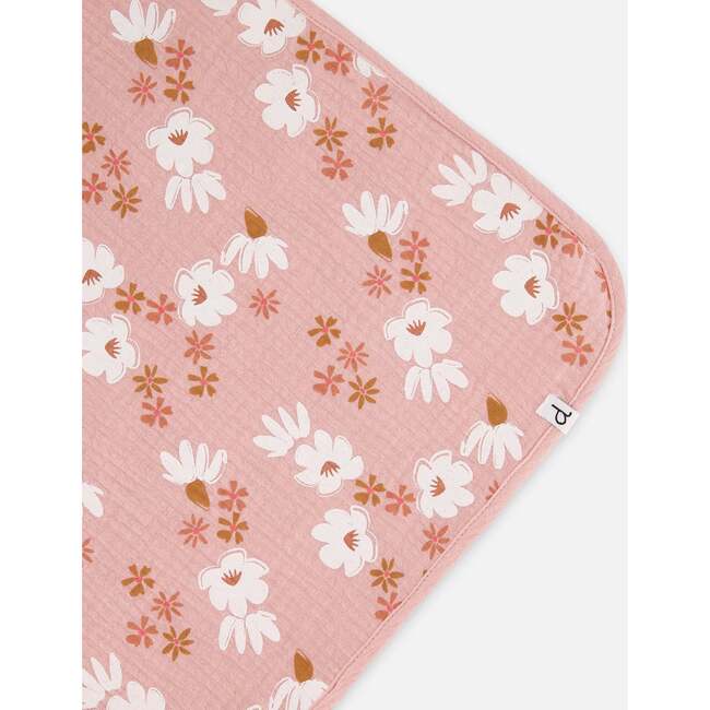 Muslin Blanket, Pink And White Flowers - Blankets - 3