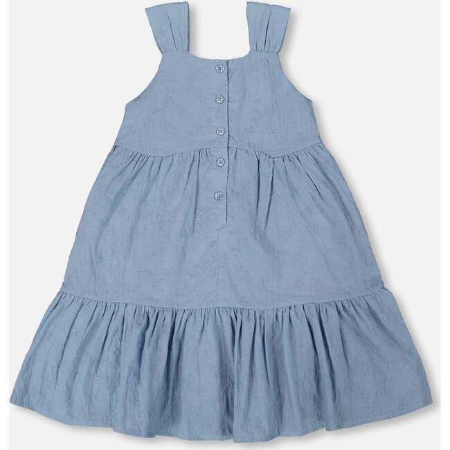 Multi-Tiered Eyelet Dress, Gray Blue - Dresses - 3