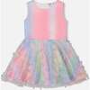 Milano Dress With Mesh Skirt, Multicolored With Butterflies - Dresses - 1 - thumbnail