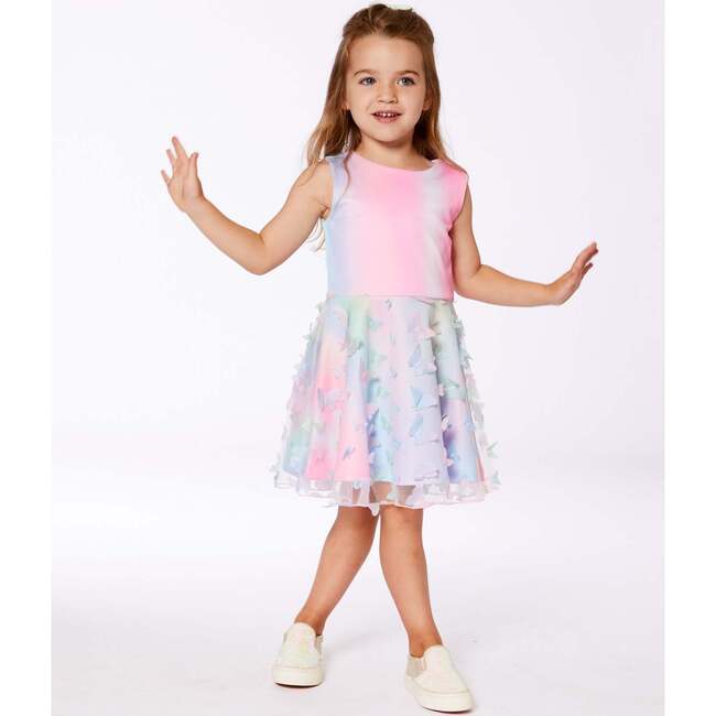 Milano Dress With Mesh Skirt, Multicolored With Butterflies - Dresses - 2