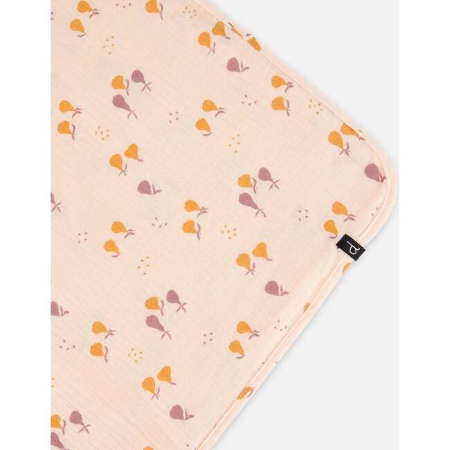 Muslin Blanket, Peach With Pears Print - Blankets - 2