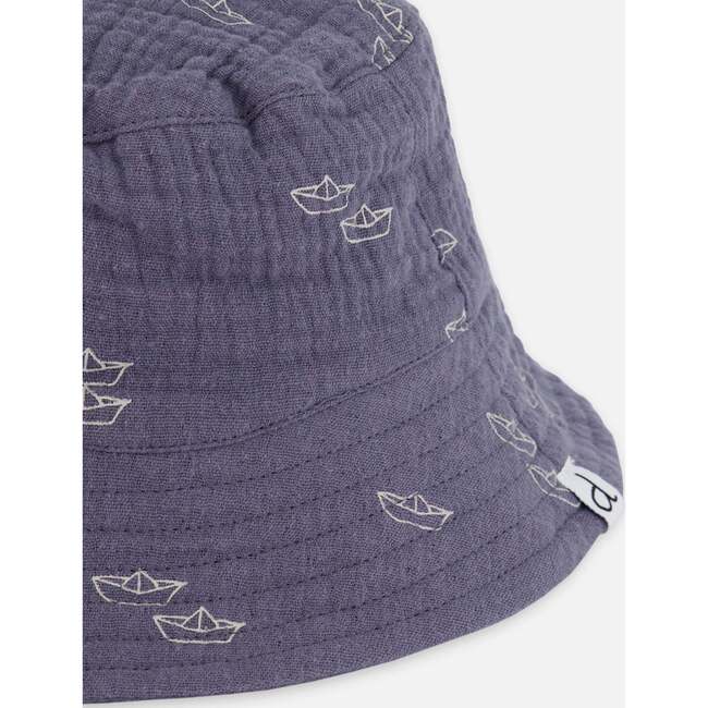 Muslin Bucket Hat, Navy Blue Paper Boat - Hats - 5