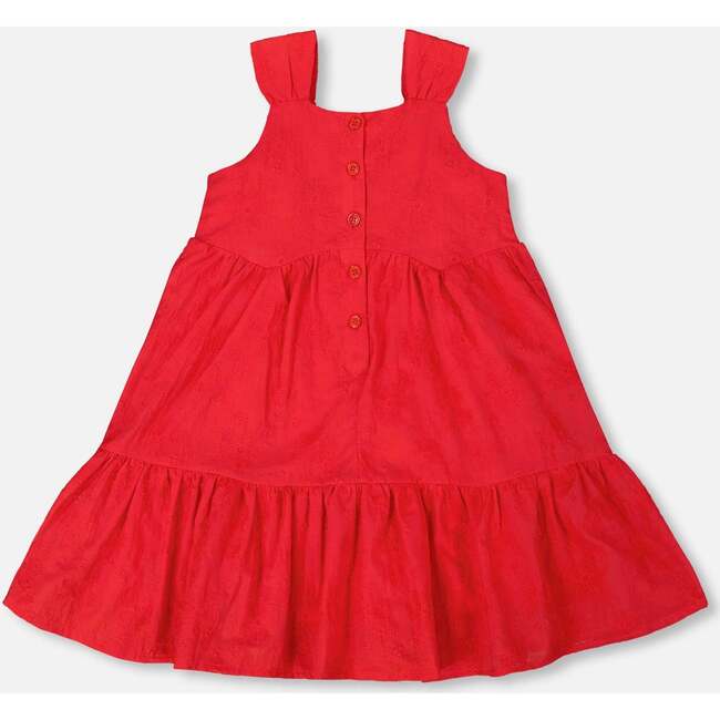 Multi-Tiered Eyelet Dress, Red - Dresses - 4