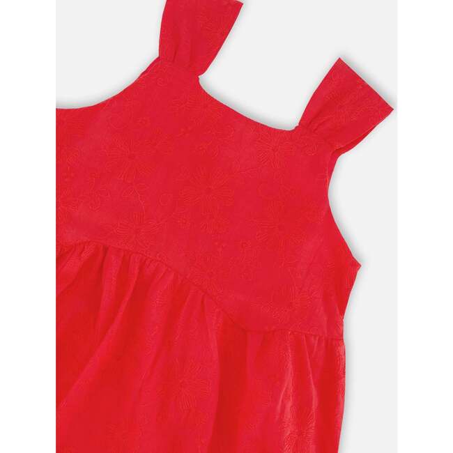 Multi-Tiered Eyelet Dress, Red - Dresses - 5