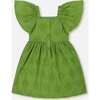 Frill Sleeve Dress With Embroidery, Green - Dresses - 3