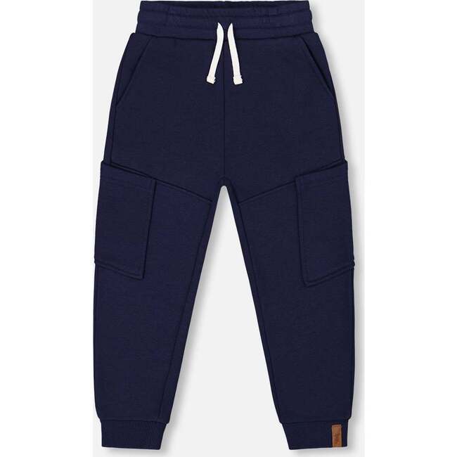 French Terry Sweatpants With Side Pockets, Navy Blue