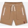 French Terry Zip Pocket Shorts, Beige - Shorts - 1 - thumbnail