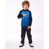 Full Zip Athletic Cardigan, Blue And Black - Cardigans - 2