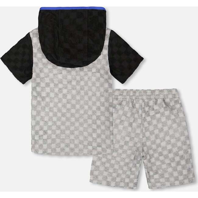 Hooded Terry Top And Shorts Set, Gray And Black - Mixed Apparel Set - 3