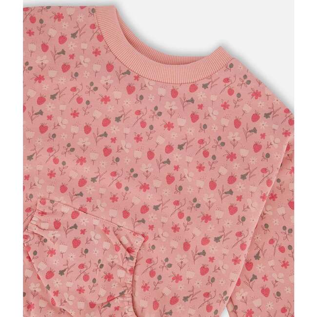 French Terry Sweatshirt, Old Pink And Flowers - Sweatshirts - 4