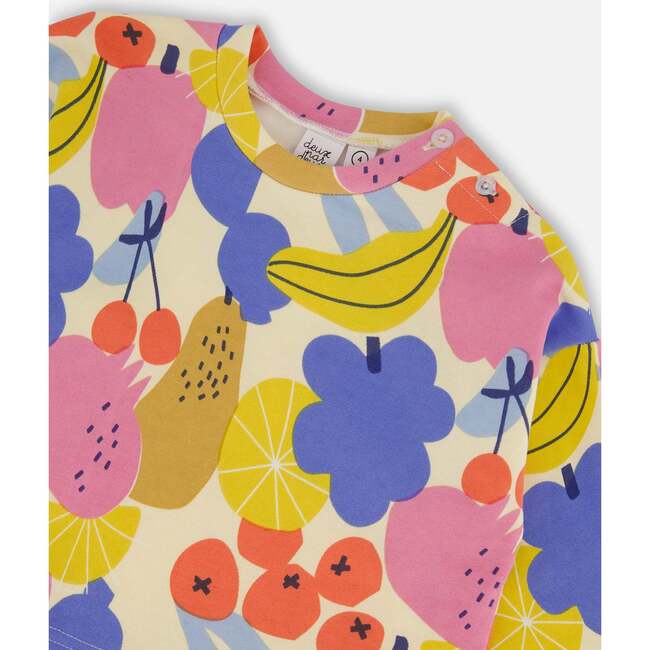 French Terry Sweatshirt, Fruits On Yellow Background - Sweatshirts - 5