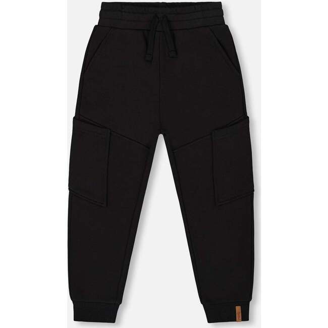 French Terry Sweatpants With Side Pockets, Black