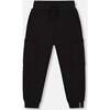 French Terry Sweatpants With Side Pockets, Black - Sweatpants - 1 - thumbnail